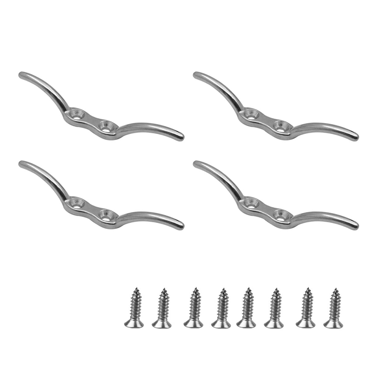 ZONADAH 4 PCS Stainless Steel 316 Flag Pole Cleat 4 Inches Rope Cleat Hook Hardware Flag Pole Accessory Rope Bolt Claw Rope Bolt Fixed Hook