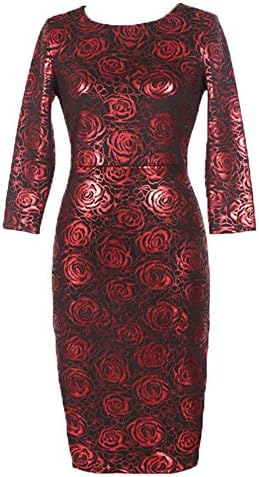 Moshow Women's Bronzing Rose Pencil Dress OL Elasticity Wrap Dress