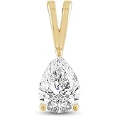 Everyday Elegance Solid 14K Gold Cubic Zirconia Solitaire Pendant Necklace for Women Heart, Princess, Round, Oval, Emerald, Pear & Cushion Cut 1 or 2 CTW | .60mm Thick 16" 18" Length Box Link Chain