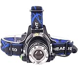 Waterproof LED Headlamp, Zoomable 3 Modes bright LED Headlights with Rechargeable Batteries Car Charger Wall Charger USB Cable for Camping Biking Hunting Fishing Outdoor Sports