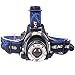 Waterproof LED Headlamp, Zoomable 3 Modes bright LED Headlights with Rechargeable Batteries Car Charger Wall Charger USB Cable for Camping Biking Hunting Fishing Outdoor Sports