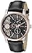 Fossil Men's ME1099 Black Leather Strap Textured Black Cutaway Analog Dial Chronograph Watch