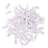 100 pieces Small Wooden Clips | White Clothespins | Decorative Mini Craft Pegs Set For Photos Gift Decoration for Parties