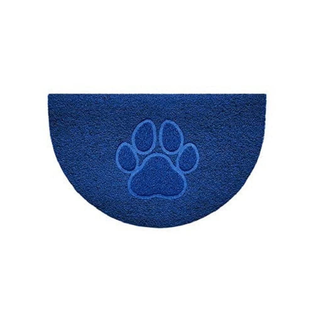 Nicoman Embossed Halfmoon Half Circle Door Mat Dirt-Trapper Jet-Washable Doormat 70x44cm (Blue, PAW Shape) - Use Indoor or Sheltered Outdoor