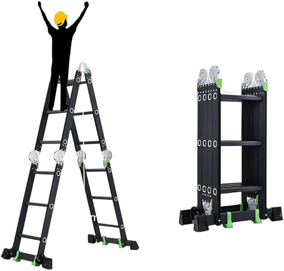 Decoración de muebles Escalera telescópica multiusos negra Aluminio