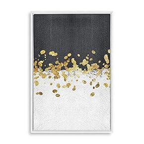 Framed Canvas Home Artwork Decoration Golden Abstract Art Canvas Wall Art for Living Room, Bedroom - 16x24 inches