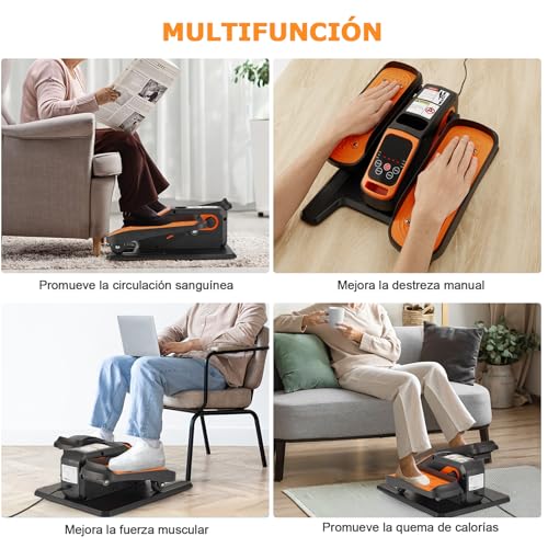 Rabbitstorm Maquina Eliptica Electrica, Maquina para Pedalear con Control Remoto, Almohadilla Antideslizante, Correas para Los Pies, 12 Velocidades, para del Escritorio en el Hogar y la Oficina