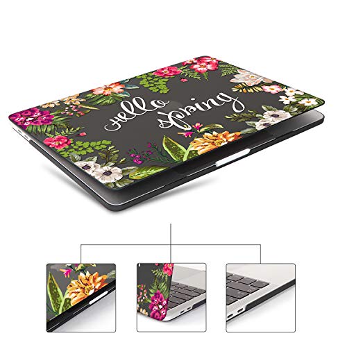 iCasso MacBook New Pro 13 Case 2017 and 2016 Release Hard Shell Cover for Newest MacBook Pro 13" Retina Model A1706/A1708 with/Without Touch Bar and Touch ID with Keyboard Cover (Happy Spring)