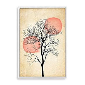 Framed Canvas Home Artwork Decoration Nordic Style Moon Canvas Wall Art for Living Room, Bedroom - 16x24 inches