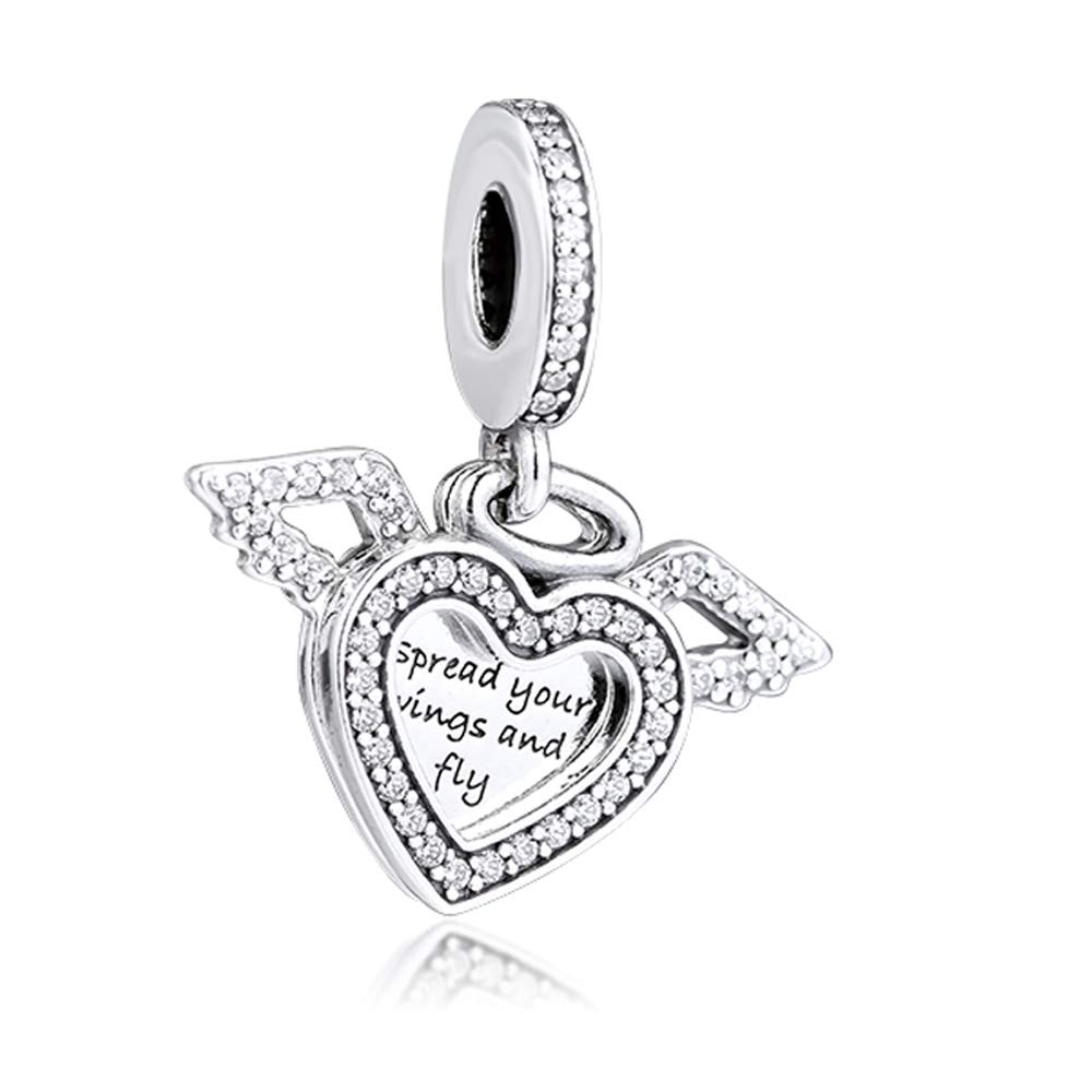 PANDOCCI 2019 Winter Heart & Angel Wings Bead 925 Silver DIY Fits for Original Pandora Bracelets Charm Fashion Jewelry