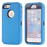 Lordther iPhone SE Case, [ShieldOn Series] [Military Grade Drop Test] Hybrid Synthetic Rubber TPU Covers with [Bonus Screen Protector] Only for iPhone SE 5SE 5 5s (Blue Black)