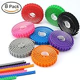 Lego Tape, VERONES 8 Rolls Loops Building Lego Tape(1 Meter/Roll) Multicolor Silicone Non-Toxic Safe Tapes with Reusable Self-Adhesive Strips as Brick Base Plates for Lego Toy Building Block