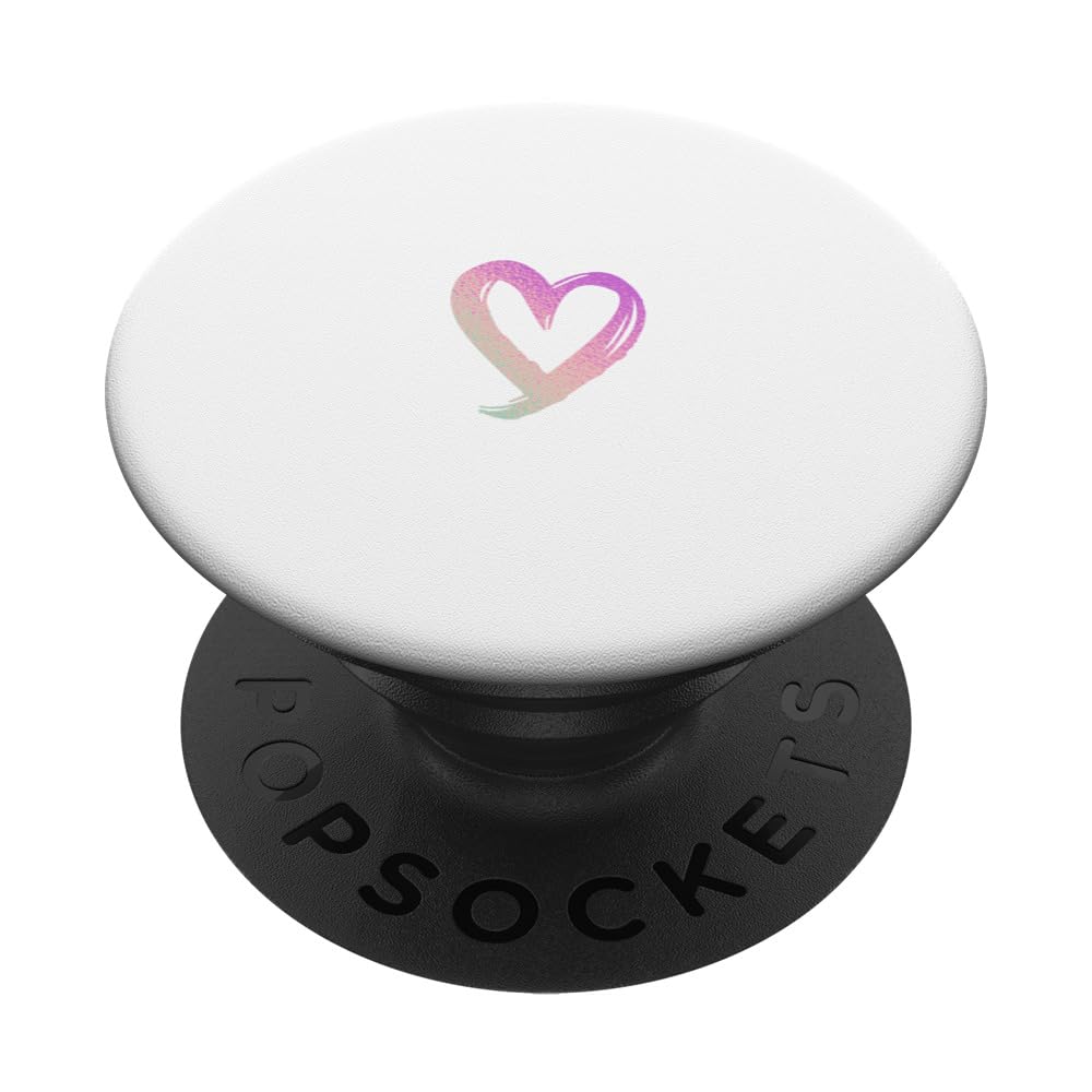 Rainbow Minimalist Heart White PopSockets Adhesive PopGrip
