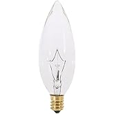 Satco A3682 130V Candelabra Base 25-Watt B9.5 Light Bulb, Clear | 130V operation, Clear finish, Decorative candle shape, Long-lasting performance, Accent lighting