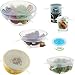 LetChef Silicone Stretch Lids 6 Pack + Gift 5” Suction Lid - Keep Food Fresh - Multi-Size Stretchable Covers for Bowls, Cups, Pots, Can, Mason Jar - Flexible Reusable Freezable Microwavable Cover