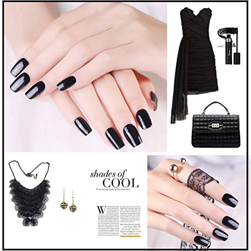 MAGIC ARMOR Black Gel Nail Polish One Step No Need Base and Top Coat Fast Cure UV Gel Polish 10ML - black