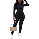 ECHOINE Womens Long Sleeve Jumpsuit Sexy Zipper Bodycon Clubwear | Crew neck,soft high-stretch fabric,machine-washable,great for daily wear,sports and cosplay inner layering