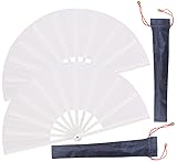 HONSHEN 2 Pack Large Folding Hand Fan,white Chinese