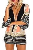Simplee Apparel Women's Ethnic Butterfly Sleeve Back V Floral Print Jumpsuit