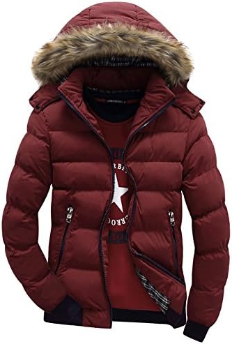 Ifantasy Men's Winter Snow Puffer Coats Fur Hooded Thick Cotton-Padded Quilted Warm Down Jacket