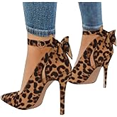 Fashare Womens High Heels Bow Tie Back Sexy Stiletto Ankle Strap Wedding Dress Pumps Shoes