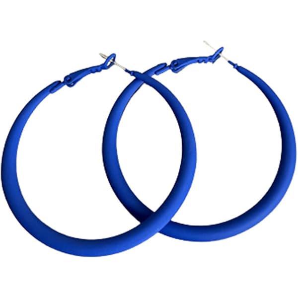 Retro 80s Neon Hoop Earrings - Colorful Matte Geometric Drop Earrings For Women