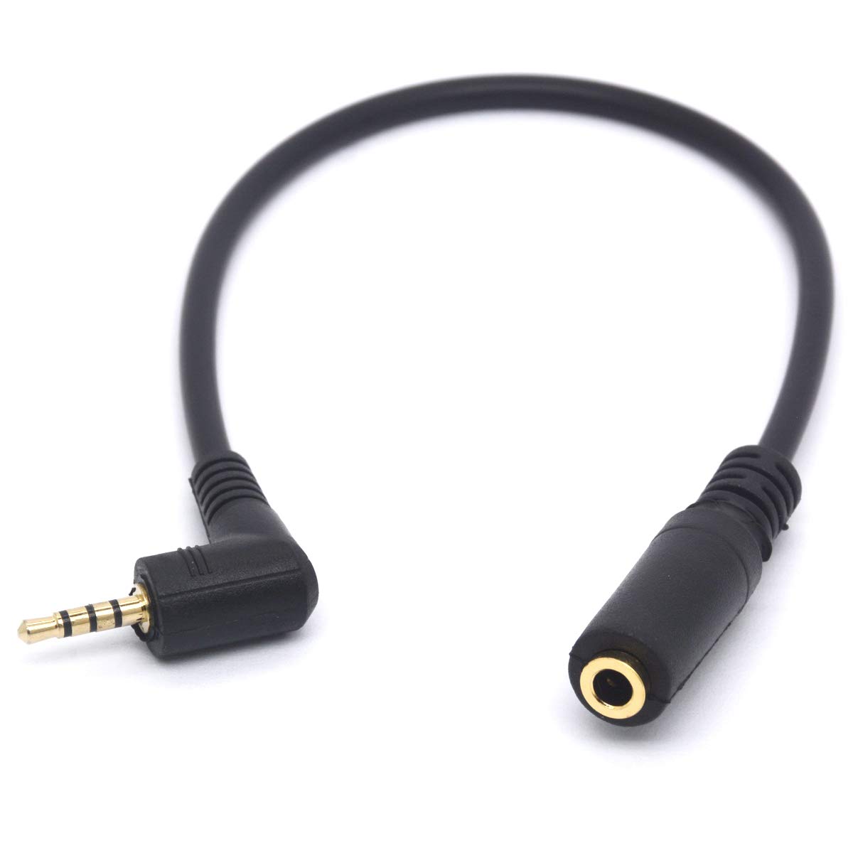 HUHANGGod Angled 2.5mm Male to 3.5mm Female Audio Cable Headphone Adapter, 4 Pole 2.5 to 3.5 Stereo Earphone Headset Converter 20cm (2.5mm Male 90Deg To 3.5mm Female)