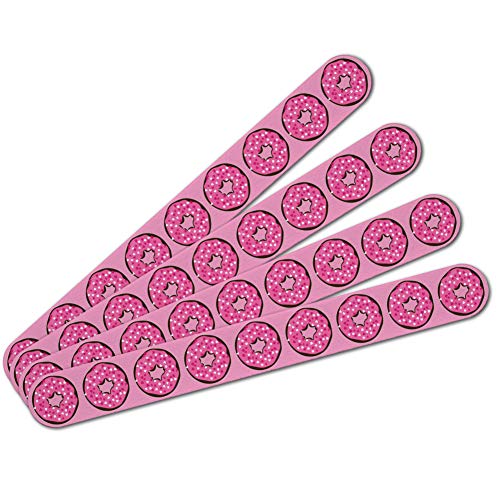 Cute Chocolate Valentine Donut Pink Hearts Double-Sided Nail File Emery Board Set 4 Pack