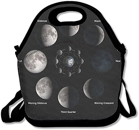 DASENCO Moon Eclipse Phenomenon 100% Polyester Zipper Portable Lunch Picnic Handbag Bag Waterproof Insulated Food Container School Office Travel Outdoor Work Lunch Bag Tote