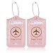 ACdream Luggage Tags 2 Pack, Leather Suitcase Tags Identifiers, Cute Cruise ID Labels with Privacy Cover fits on Backpack, Travel Bag, for Women, Men, Adults, Kids, Rose Gold