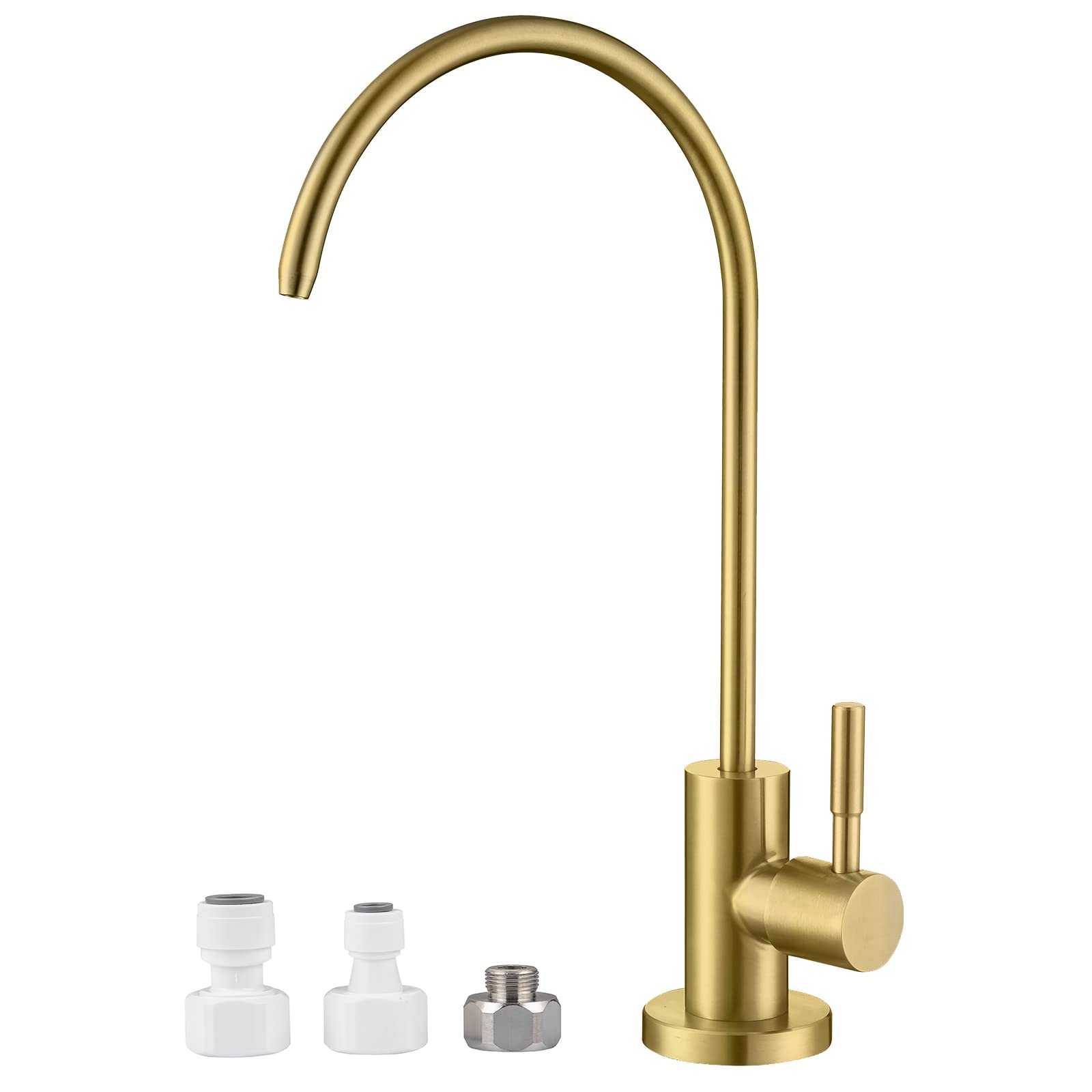 Photo 1 of MIAOHUI Reverse Osmosis Faucet, Drinking Water Faucet Fits Non-Air Gap Water Filtration Systems, Modern RO Faucet Kitchen Filtered Water Faucet, Lead-Free, Stainless Steel (Brushed Brass)