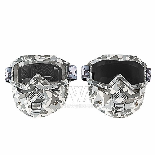 Nawenson New Mortorcycle Mask Detachable Goggles and Mouth Filter for Open Face Helmet Motocross Ski Snowboard