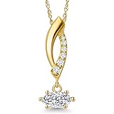Gem Stone King 10K Yellow Gold 6X3MM Marquise Gemstone Birthstone and White Lab Grown Diamond Infinity Pendant Necklace For Women | Gold Necklace For Women | With 18 Inch Gold Chain