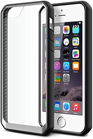 iPhone 5S Case, iPhone SE Case LNGLAT Clear Hard PC Back Panel [Shock-Absorbing] And Soft TPU Bumper [ Scratch Resistant] Hybrid Protective Ultra Slim Cover For Apple iPhone 5 5S SE (Clear/Black)