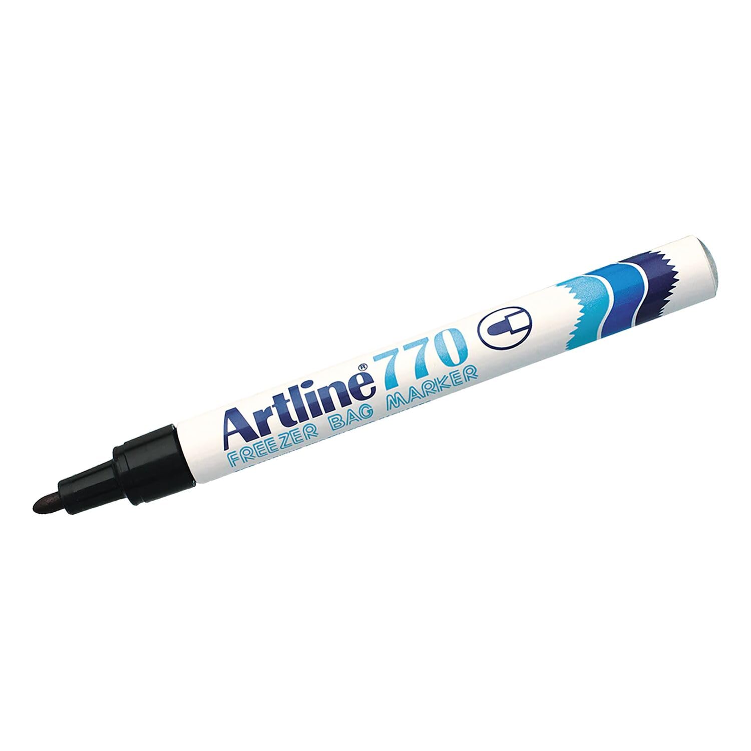 Artline Freezer Bag Marker EK-770 [Pack of 12], Permanent Marker, Pens For Freezer Bags, Black Ink - waterproof and instant drying