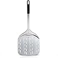 AmeierGro 12" Perforated Pizza Peel, Long Handle(31") Anodised Aluminum Pizza Spatula Paddle, Pizza Oven Accessories for Pizza Stone/Grill