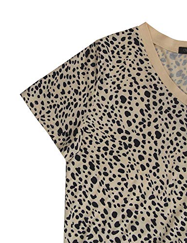 image for BMJL Women's Casual Cute Shirts Leopard Print Tops Basic Short Sleeve 