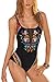 Summer Joy Women's Padded One Piece Vintage Printing Mesh Bikini Swimsuit