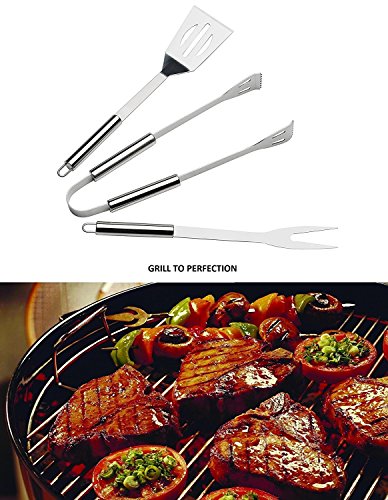 OLIVIA & AIDEN 6 Piece Stainless Steel BBQ Accessory Set - BBQ Spatula, BBQ Tongs, BBQ Fork, Grill Scrubber Brush, Meat Thermometer, Heat Resistant BBQ Glove and Carry Case - Great Value BBQ Tool Set - Thumbnail 7