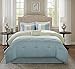 Comfort Spaces Windsor 5 Piece Full/Queen Comforter Pintuck Pleated Striped Pattern Ruffled Patchwork Down Alternative Bedding Sets, Light Green/Off White