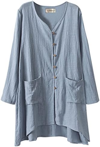 Women's Linen Comfort Buttons up Plus Size Long Shirts