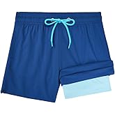 Century Star Boys Swim Trunks Shorts with Compression Liner Pockets Quick Dry Bathing Suit for Big Kids Swimwear 7-14 Years