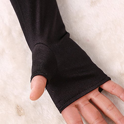 Lace Up Satin Gloves,Womens Full Length Fingerless Lace Up Arm Warmer Satin Gloves,For Weddings, Engagements, Parties, Holidays (Purple)