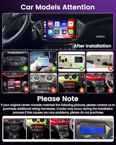 Inefala 4+64G Car Radio for Opel Corsa 2015-2019/Opel Adam 2013-2016 Android 15 with Wireless CarPlay Android Car, 9 Inch Car Screen with Bluetooth WIFI GPS FM/RDS 32EQ SWC AHD Rear Camera