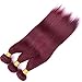 Black Rose Hair 300Gram Bundles Deal Silky Straight 99J Burgundy Red Color Human Hair 3 Bundles Thick Soft Peruvian Virgin Hair Weft Exteniosn r(99J#, 20