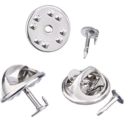 Mudder 100 Pairs Butterfly Clutch Tie Tacks Pin Back Replacement with Blank Pins for Craft Making (Silver)