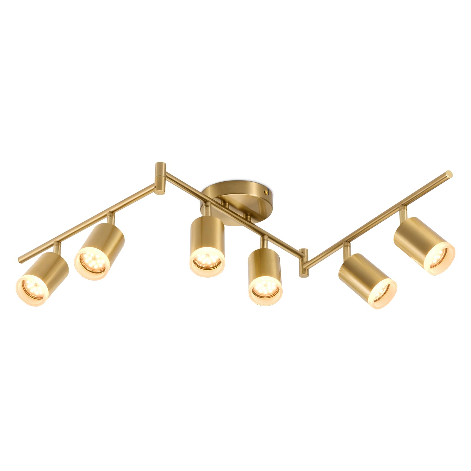 Photo 1 of Bojim 6 Light Gold Track Lighting Kit, Modern LED Track Lighting Fixtures Ceiling, Flexibly Rotatable LED Light Head with Acrylic Ring, Kitchen Ceiling Spot Light(GU10 Socket, Bulbs Not Included)