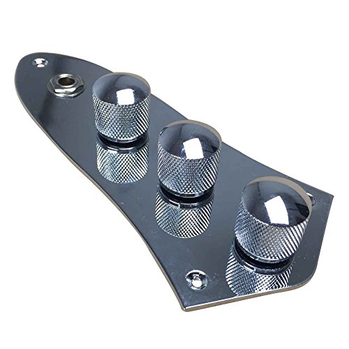 SODIAL 1 Piece 3 Bands Active Passive Preamp Jazz Bass Control Plate Assembly Knobs Pots