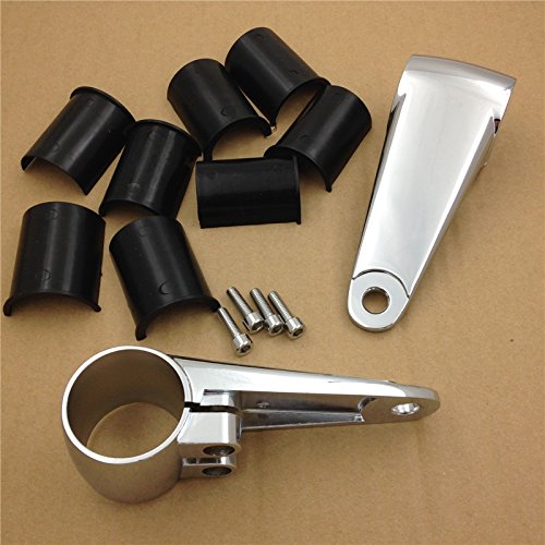 HK MOTO- Chrome billet Aluminum Headlight Fork Mounting Brackets For 35mm 39mm 41mm Forks