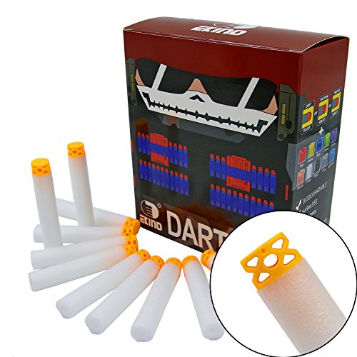 EKIND 100 Pcs 7.2cm New Design TPR "Waffles" Soft Head Glow in the Dark Foam Darts for Nerf N-strike AccuStrike Elite Series Blasters Toy Gun(White)